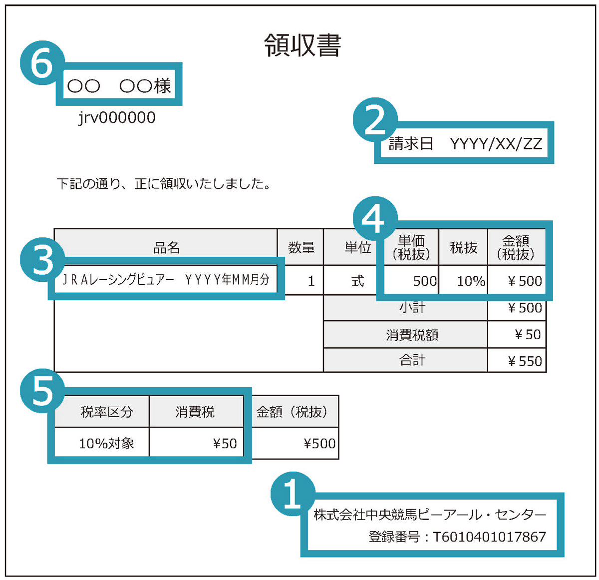 領収書　イメージ