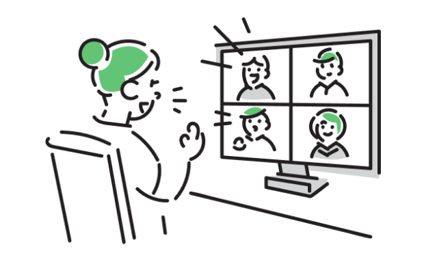 オンラインインタビューの様子のイラスト